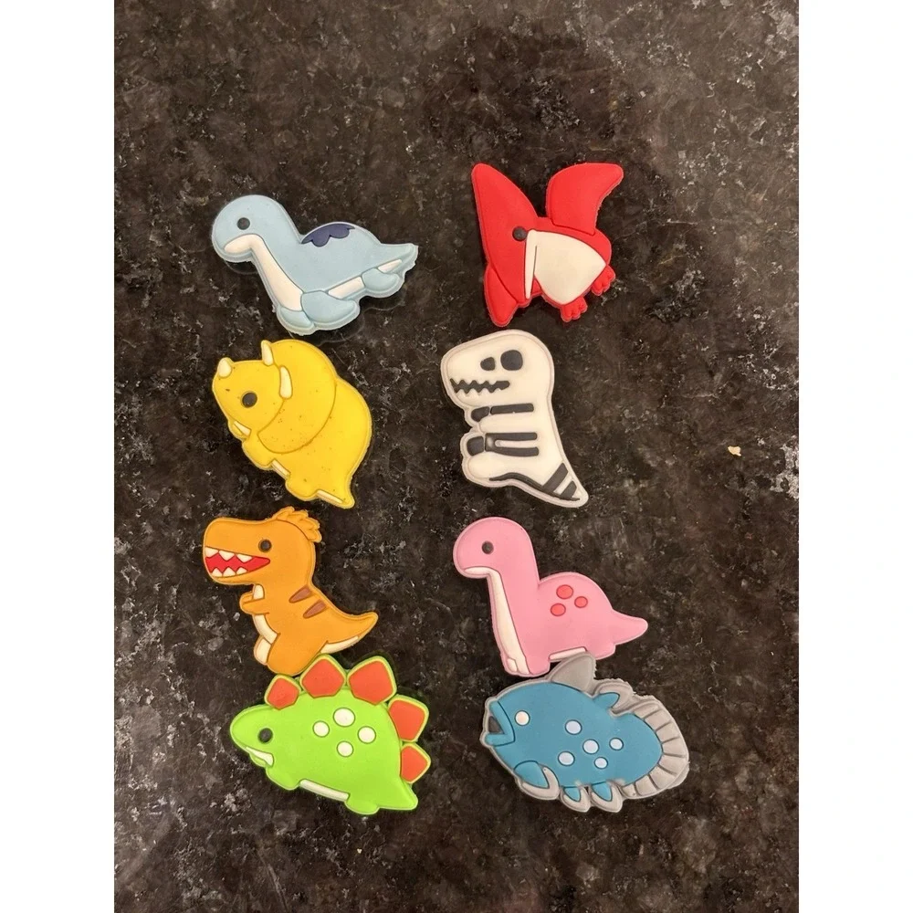 8 Piece Dinosaur Cartoon Shoe Charms, Clog Charms, Colorful For Shoes, Girl, Boy